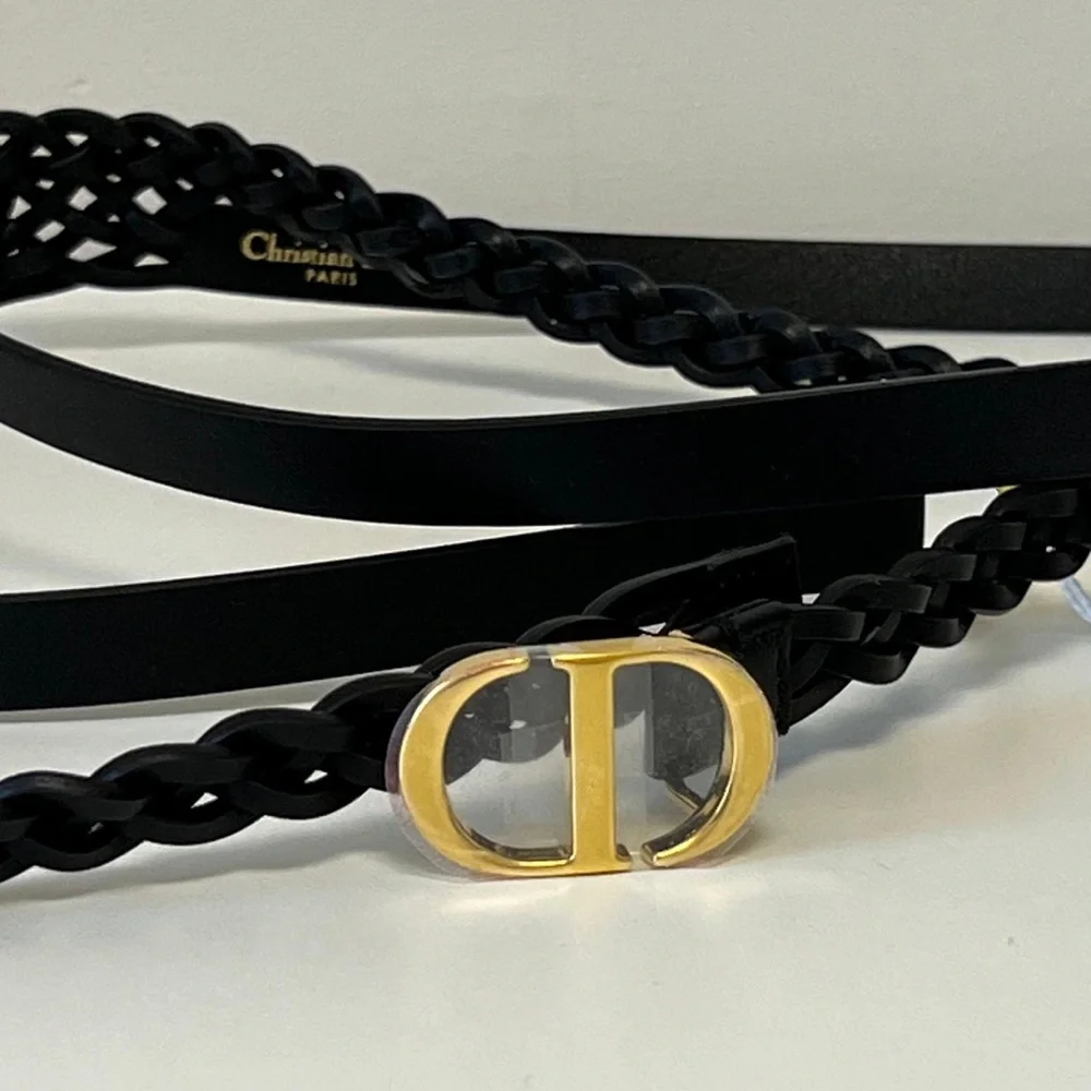 CHRISTIAN DIOR Calfskin Double Braided Belt